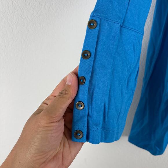 Soft Surroundings Modal Tunic Top Womens Large Blue Long Sleeve Stretchy Button - Picture 5 of 11